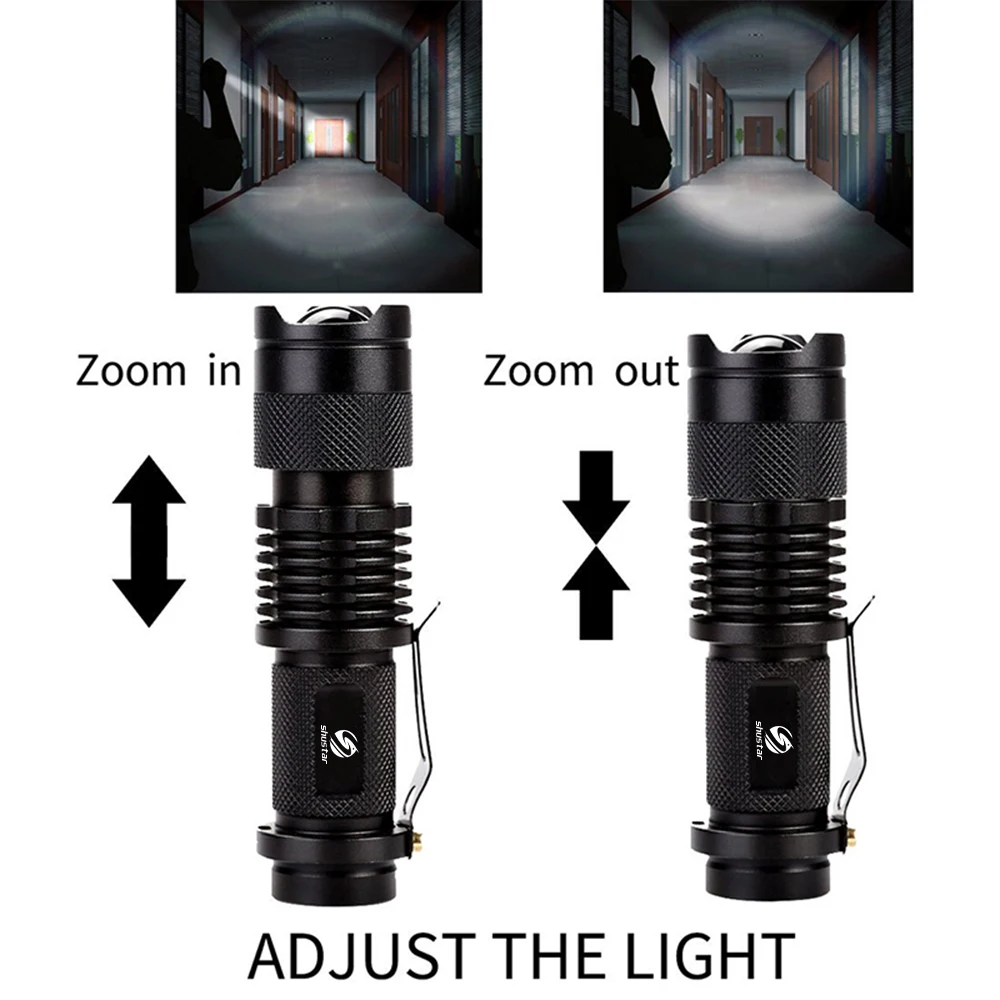 Mini LED Flashlight Waterproof LED Torch Adjustable Focus Flash Light Lamp use 14500 and 18650 battery For adventure, camping