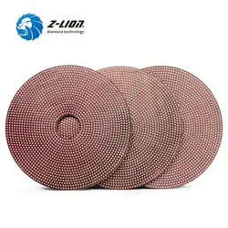 Z-LION 3pcs Diamond Electroplated Polishing Pads 4inch grit 800/1500/3000 Flexible Diamond Sanding Disc for Glass Tile Stone