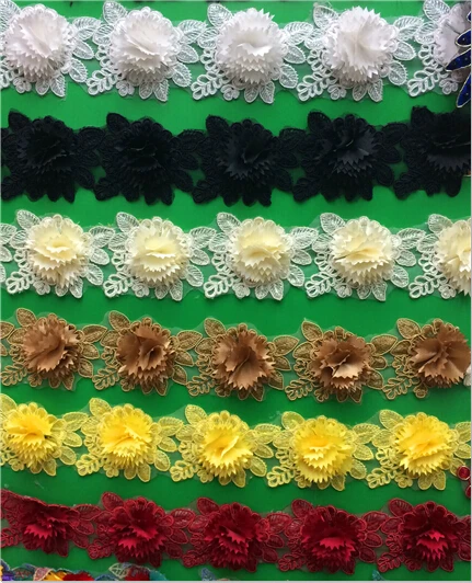 10-11cm sew-on 3D hand-made flower applique trim, colorful flower applique lace, XERY-HF0508C