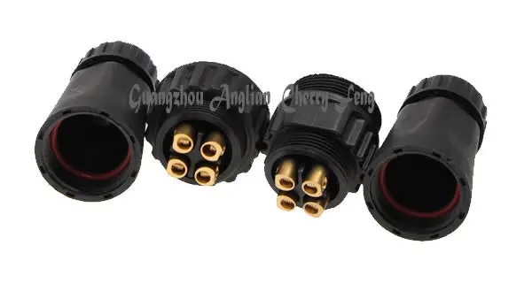 Imagem -04 - Conector de Parafuso de Bronze M22 Conector à Prova Dágua Ip68 com Pinos Alta Potência Macho para Fêmea Conexão de Fio Elétrico