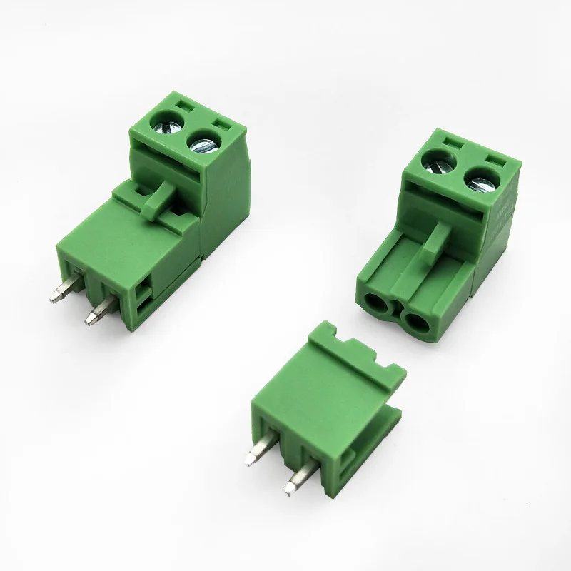 20pcs 300V 15A 5.08mm Pitch 2-Position Straight Pins PCB Screw Plug-In Terminal Block Connector Green Free shipping