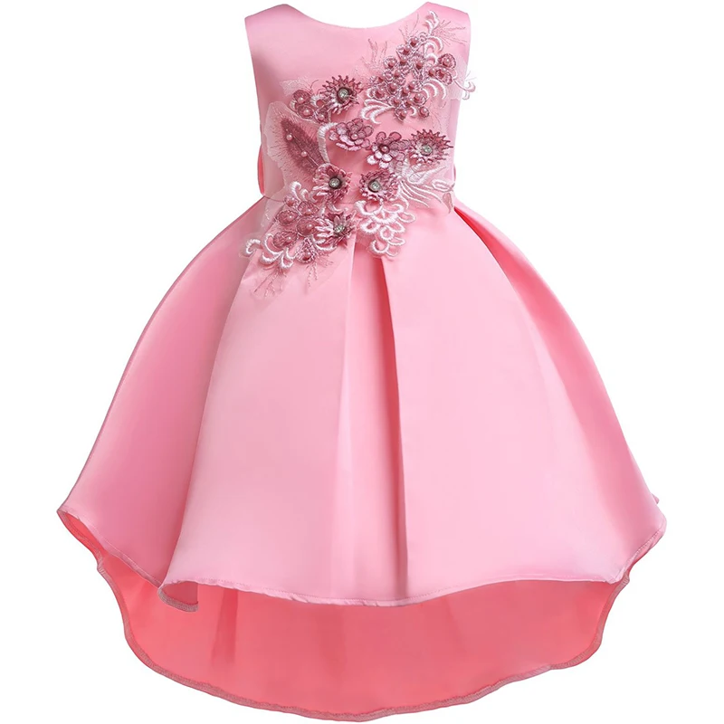 Beaded Girls Dress Informal Wedding Party Baby Girls Dresses Bow Princess Dress  Children Summer Kids Dresses For Girls Clothing