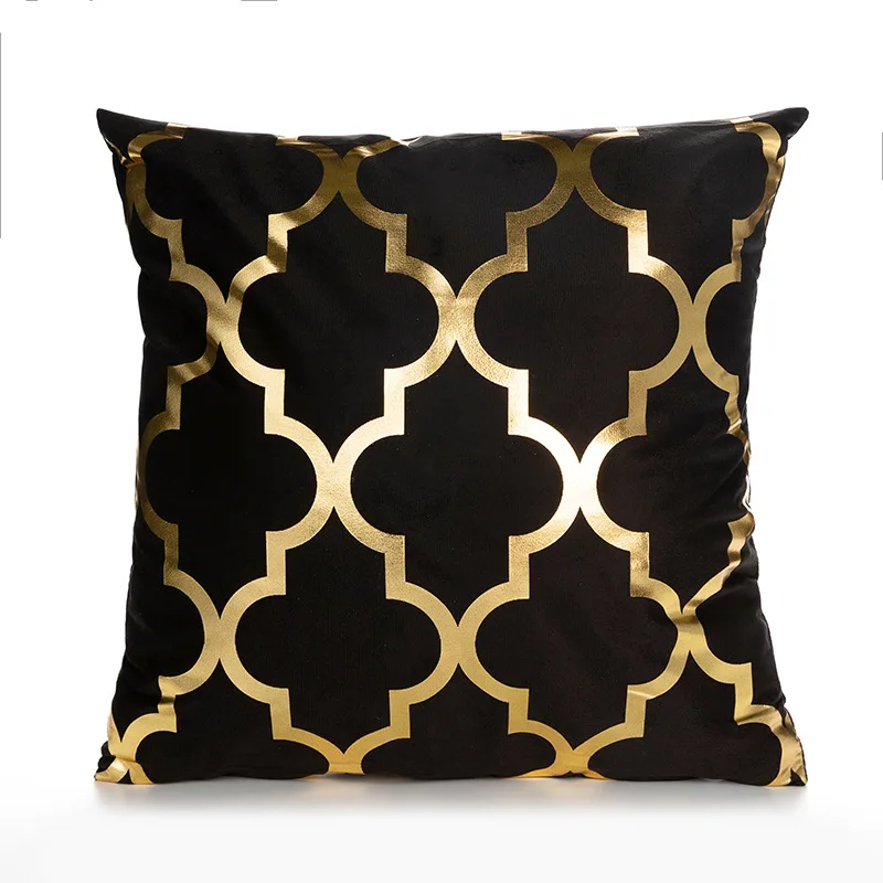 Geometric Cushion Cover Black White Pillow Cover Decorative Pillow Sofa Pillow Case Fashion Golden Designer Cushion Cover 45x45