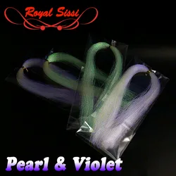 Total 1000strands 4packs set pearlescent / violet flash twisted tinsel Trout Bass streamer Sabaki lure baits fly tying materials