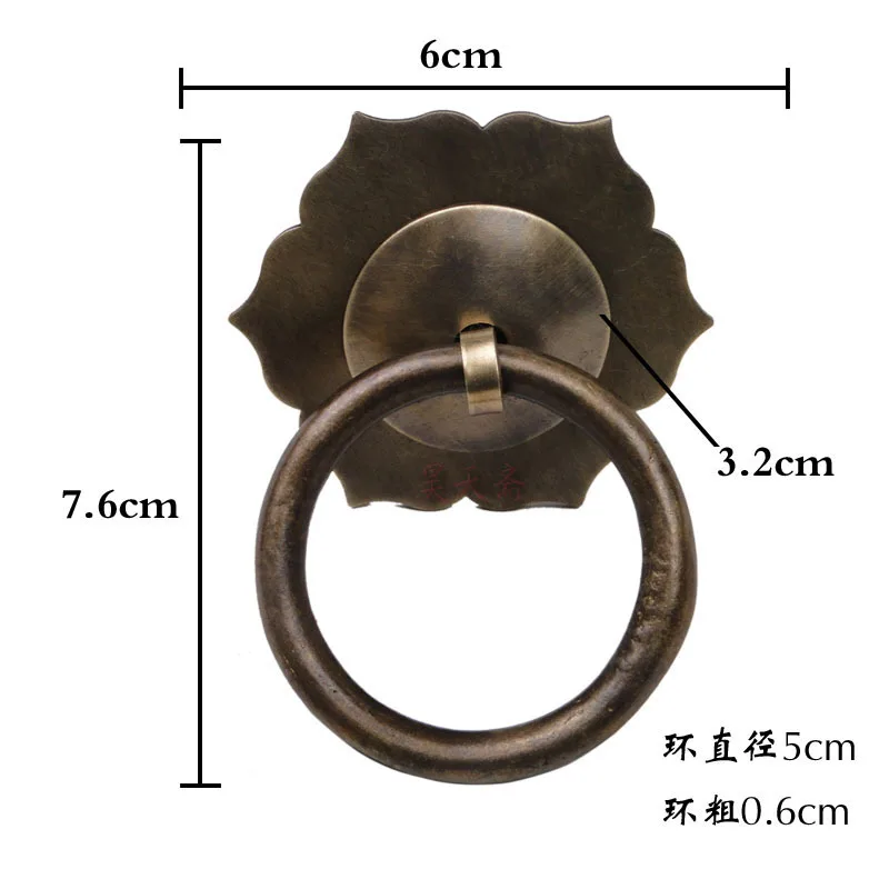 

[Haotian vegetarian] Chinese antique copper handle Ming grillwork door handle ring handle HTE-135