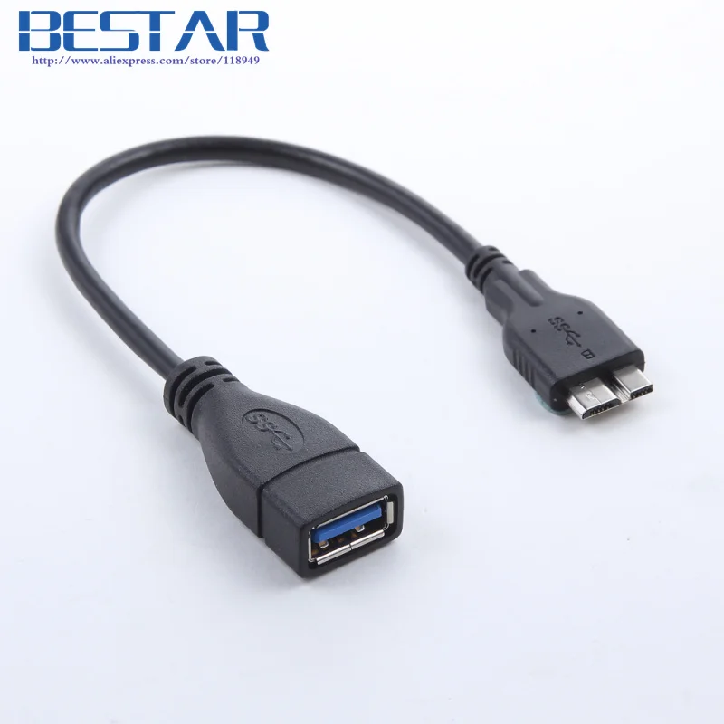 الأبيض والأسود مايكرو USB 3.0 9pin وتغ المضيف قرص فلاش كيبل 20 سنتيمتر USB3.0 USB 3.0 وتغ كابل AF إلى مايكرو B