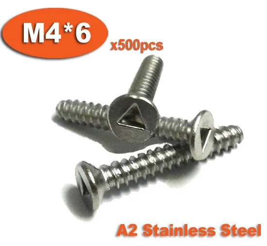 

500pcs DIN7991 M4 x 6 A2 Stainless Steel Triangle Slot Countersunk Head Tamper Proof Security Screw Screws