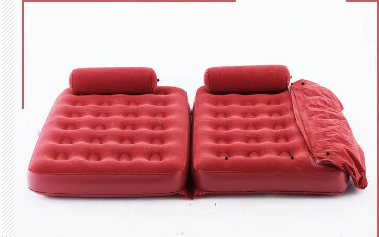 5 in 1 inflatable sofa bed flocking inflate sofa bed double bed folding sofa double inflated lounge chair,red large relax lounge