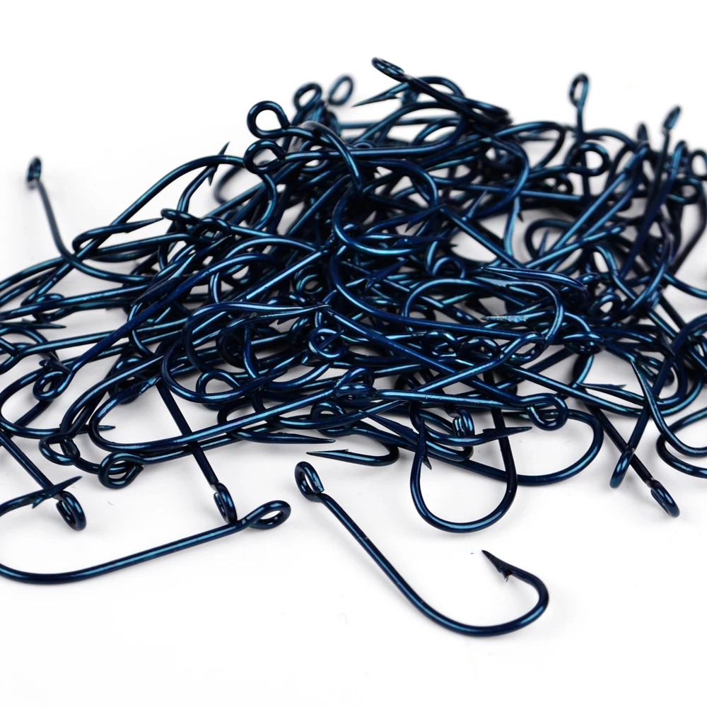 NGB 50PCS Stainless Steel Barbed Fishing Hook With Ring 2320 11#-20# Blue Big Eye Single Hooks Jig Sea Fishing Tackle
