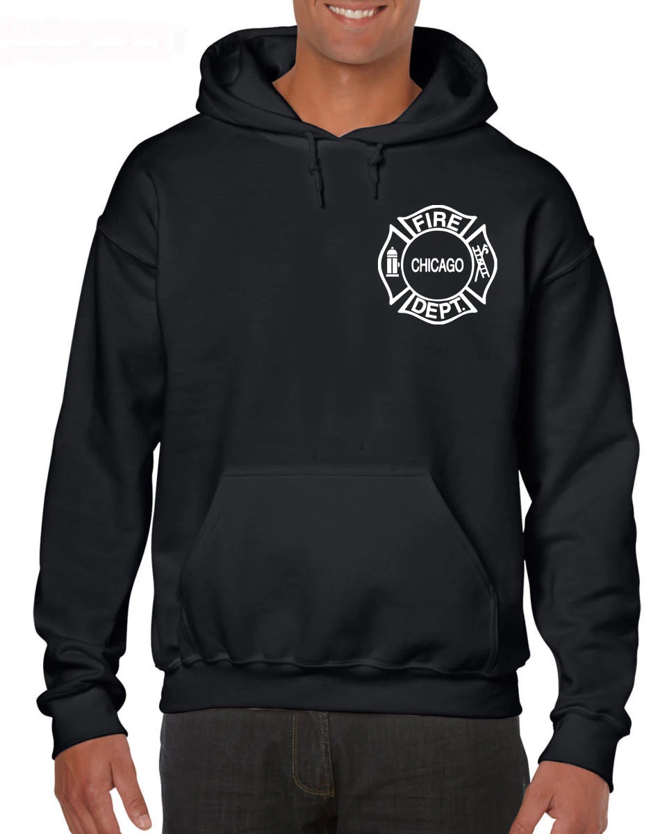 Hot Sale Men Fashion Chicago Fire Department - Custom Men\'s Black Hoodies Sweatshirt