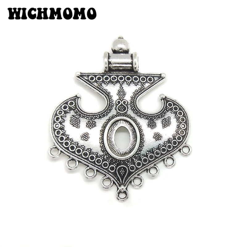 Nowy 1 sztuk 78*64MM Retro stop serca wisiorki Charms pomponem pętla Linker złącze dla naszyjnik DIY biżuteria akcesoria