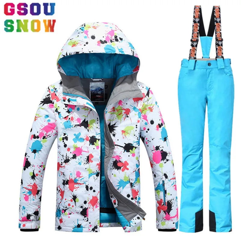 Women's Skiing Clothes Winter Ski Jacket Pants Set Waterproof Thick Warm Hooded Outdoor Skating Snow Snowboard Skiing Suits