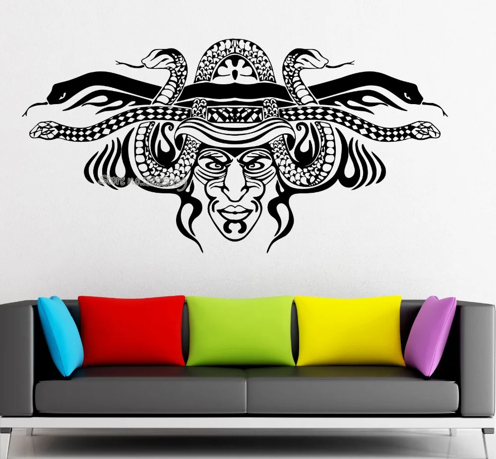 Chieftain Savage Shaman Mask Wall Sticker Vinyl Decal Living Room Home Decor Art Sofa Background Wall Tattoo Poster Decals LA535