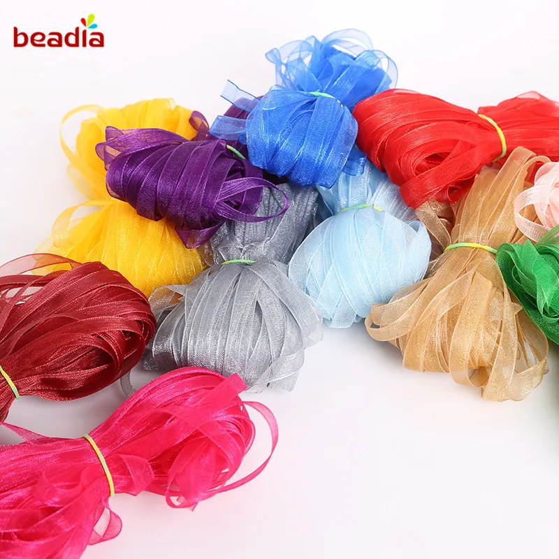 Wholesale 20 yards/bag 6mm Organza Ribbon For Wedding Gift Wrapping Decoration Christmas Ribbons