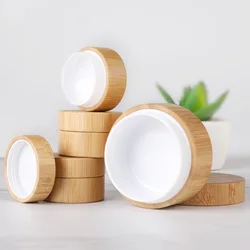 5ml 10ml 30ml Natural Bamboo Refillable Bottle Cosmetics Jar Box Makeup Cream Storage Pot Container Round Bottle Portable PJ264