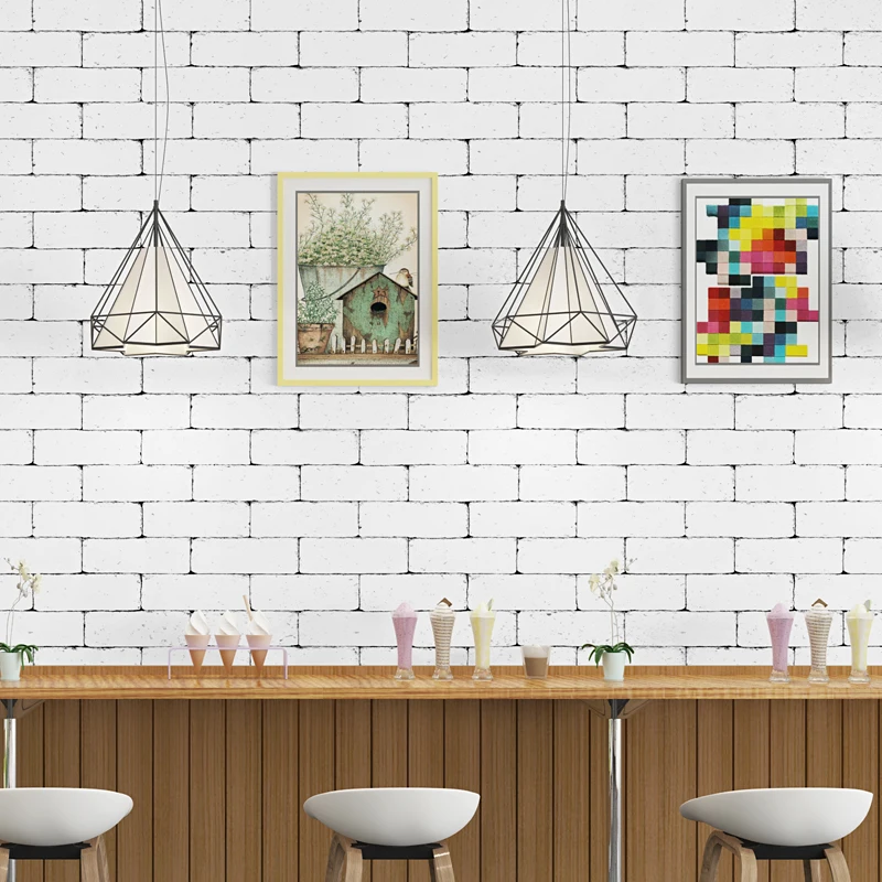 Vintage White 3D Brick Wallpaper Nordic Waterproof Wall Paper Roll for Shop Bar Background Walls contact paper carta da parati