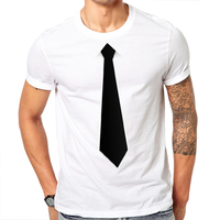 New Fashion Men O-Neck Active Personalized Fake Suit Tie Print unisex streetwear white Hip Hop Geek Short Sleeve T Shirts