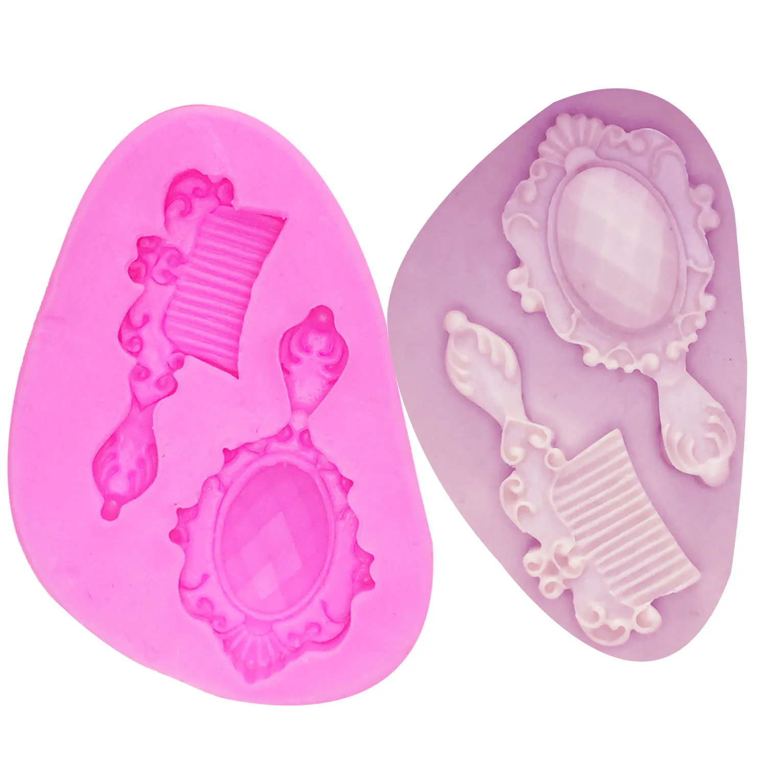 M0724 DIY Mirror Comb Soap Candy baking Fondant Mold Sugar Craft Cake Decorating Tools Christmas Silicone Mold