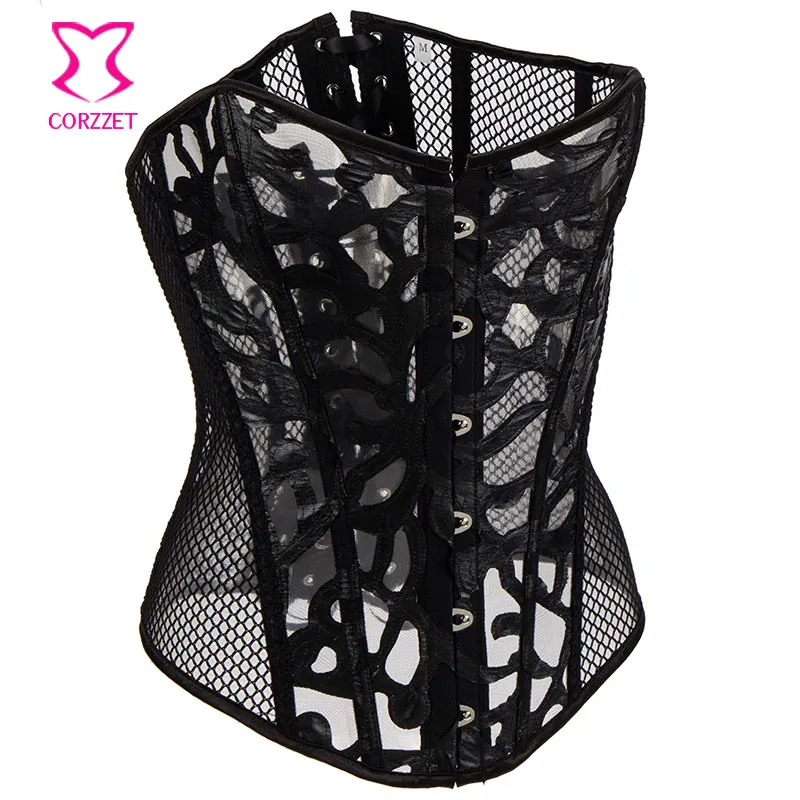 Wholesale Black White Sexy Women Bustier Top Breathable Slim Body Shaper Mesh Overbust Steampunk Corset Lingerie Plus Size 6XL