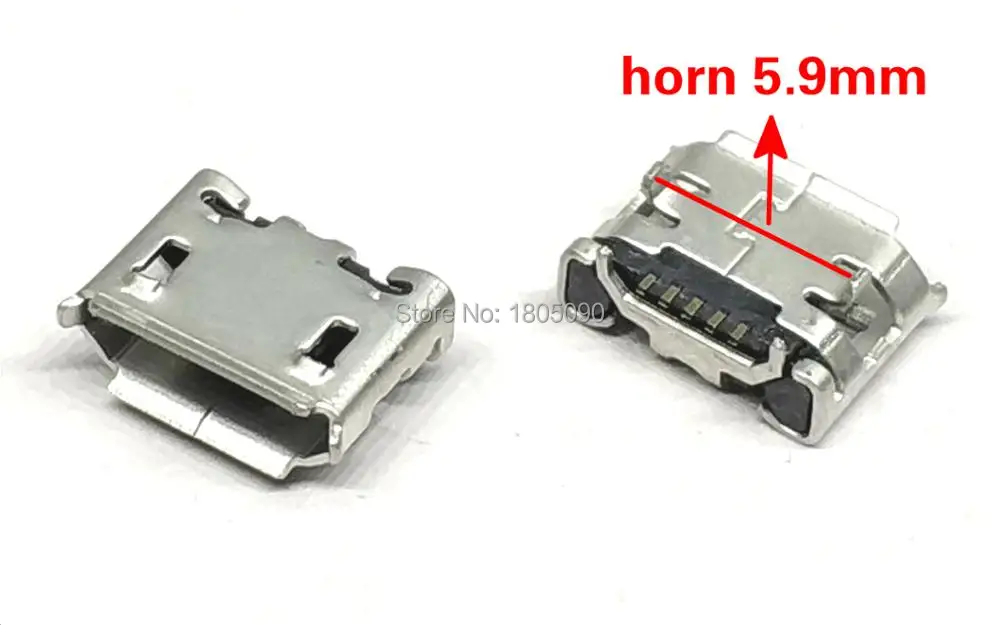 

10pcs micro USB 5pin jack Ox horn 5.9mm Four legs plate socket short pin needle Female socket Mini USB connector Ox horn usb