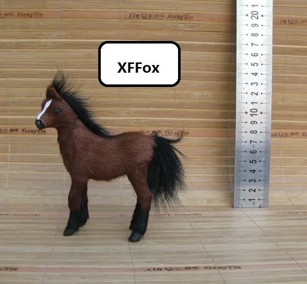 

cute real life brown horse model plastic&furs simulation standing horse gift about 11x3.5x13cm xf1826