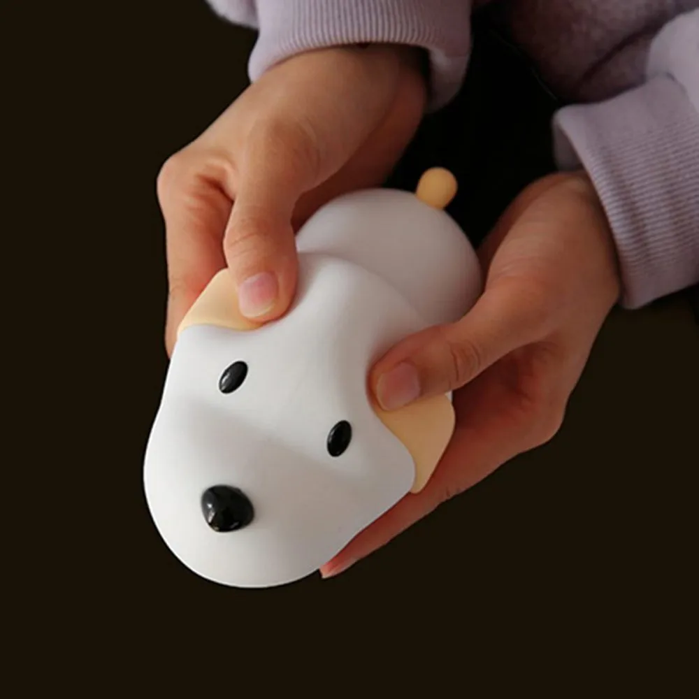 Luz LED nocturna con Sensor táctil para perro, lámpara de silicona recargable por USB, temporizador regulable, 2 colores, juguete para niños y bebés
