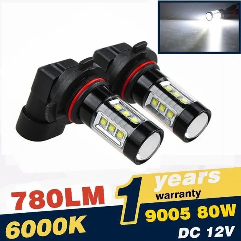 

2Pcs 9005 HB3 80W High Power Automotive Led Fog Light DRL Lighting Lamp Bulbs For Auto Car Vehicle Truck SUV