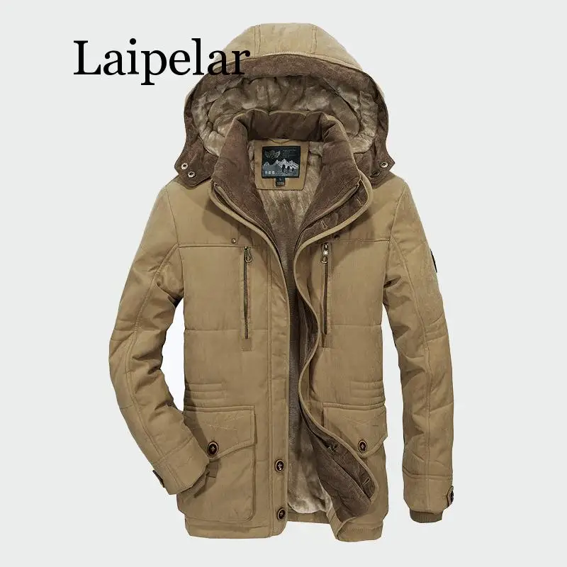 

Laipelar Men Winter Coats Fleece Warm Thick Jackets Men Outerwear Windproof Casual Coat With Hooded Mens Parkas