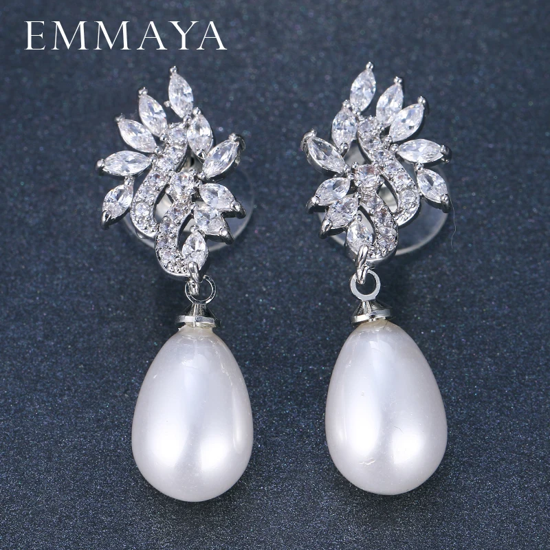 EMMAYA Fashion Women Jewelry Pearl CZ Stone Earrings Fashion Crystal Earring Stud For Party Gift