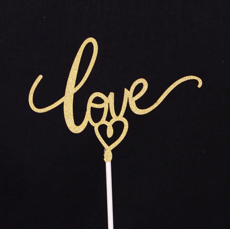 1pcs Gold Silver Cake Topper Happy Birthday Flags For Family Birthday Party Wedding Anniversary Cake Baking Decoration Supplies