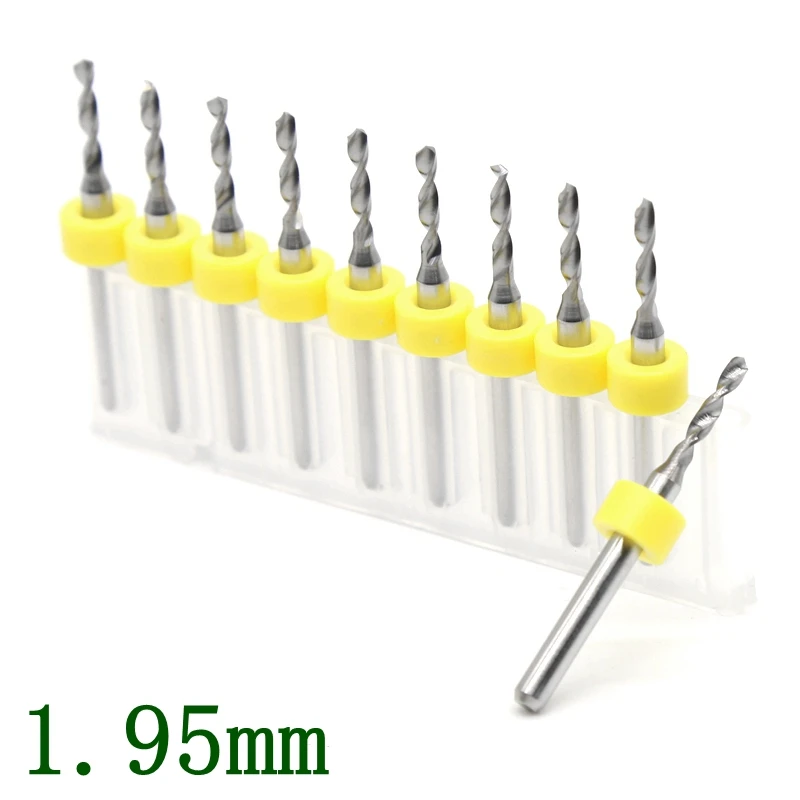 1.95mm PCB Drill Kit Tools 10PCS Tungsten Carbide Metal CNC Router Wood Terminal Board Engraving Machine Milling Cutter