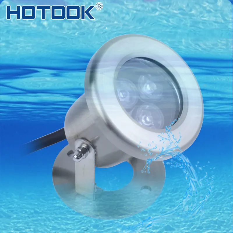 HOTOOK Underwater Lights RGB IP68 Submersible LED Pool light 3W Stainless Steel Spotlight for Fountain Pond GardenMarine Project