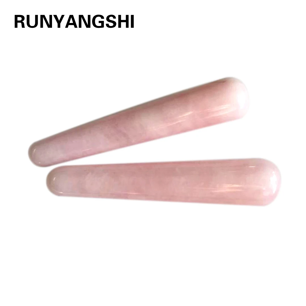 1PC good Quality Natural Rose Quartz Yoni Wands Gemstone Crafts Pleasure Wand Body Hand Massage Wood Magic Stone Ornament Gifts