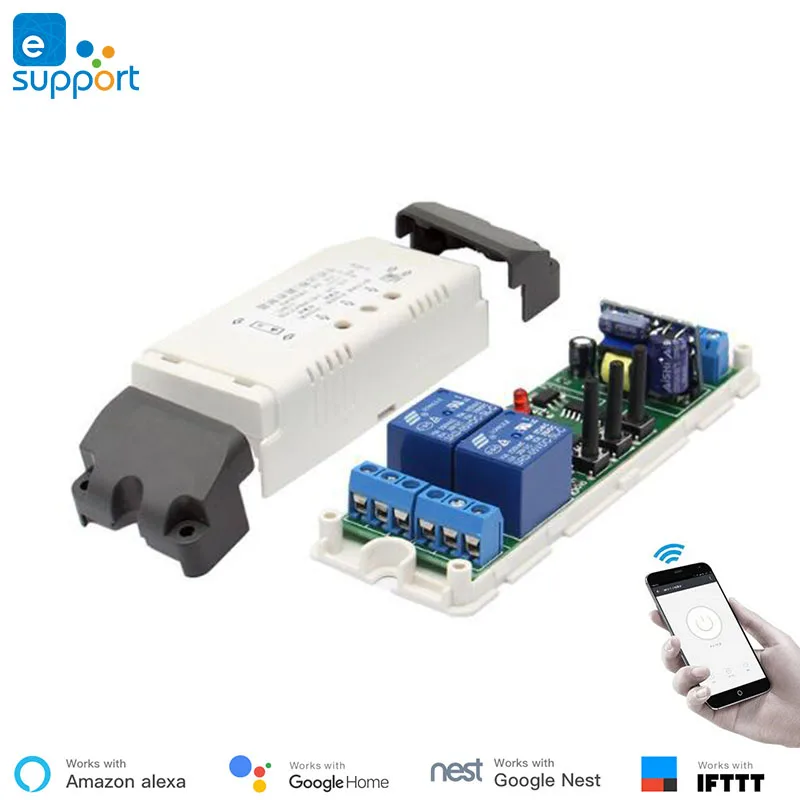 Smart Home Automation WiFi 2 Channel Switch, Inching Interlock, módulo de auto-bloqueio, eWelink APP, relé de controle remoto