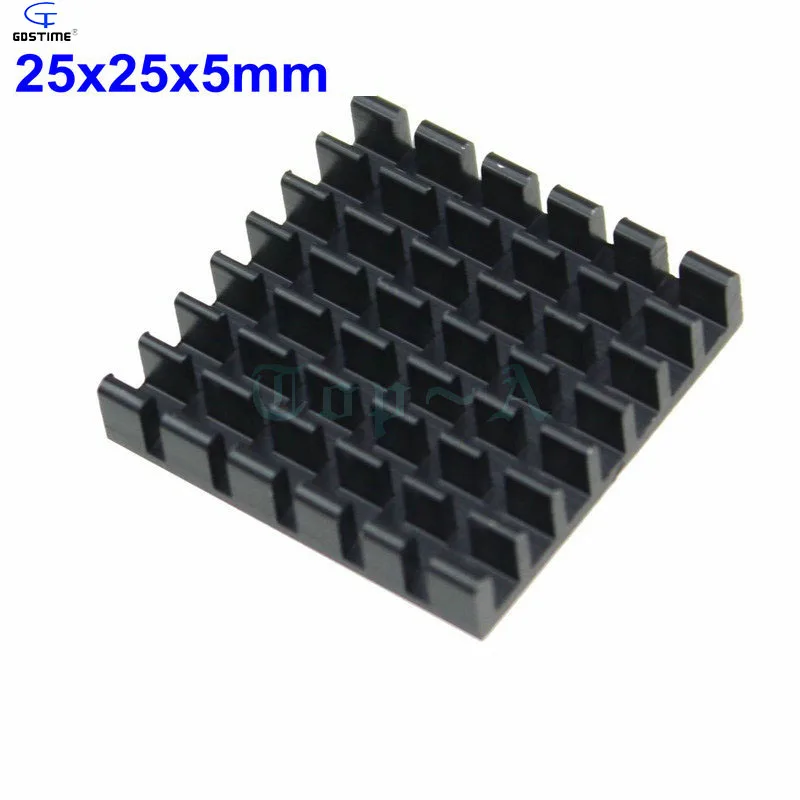 Gdstime 10 pcs Heatsink 25mm High Power Radiator Cooling Heat Sink 25x25x5mm Black Anodized For IC Packages BGA PGA QFP