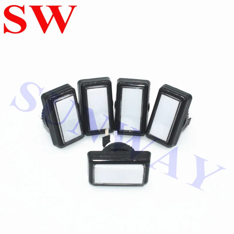 زر ضغط مستطيل مضاء أبيض 46 × 27 مللي متر ، 5 قطعة ، زر ضغط ممر 12 فولت مع مفتاح صغير لآلة ألعاب الأركيد