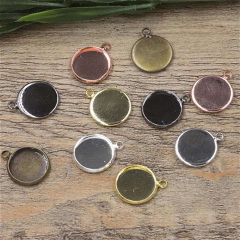 

20pcs/lot Copper Round Necklace Bezel Pendants Base Blank Settings Fit 6mm 8mm 10mm 12mm Cabochon Tray For DIY Jewelry Making