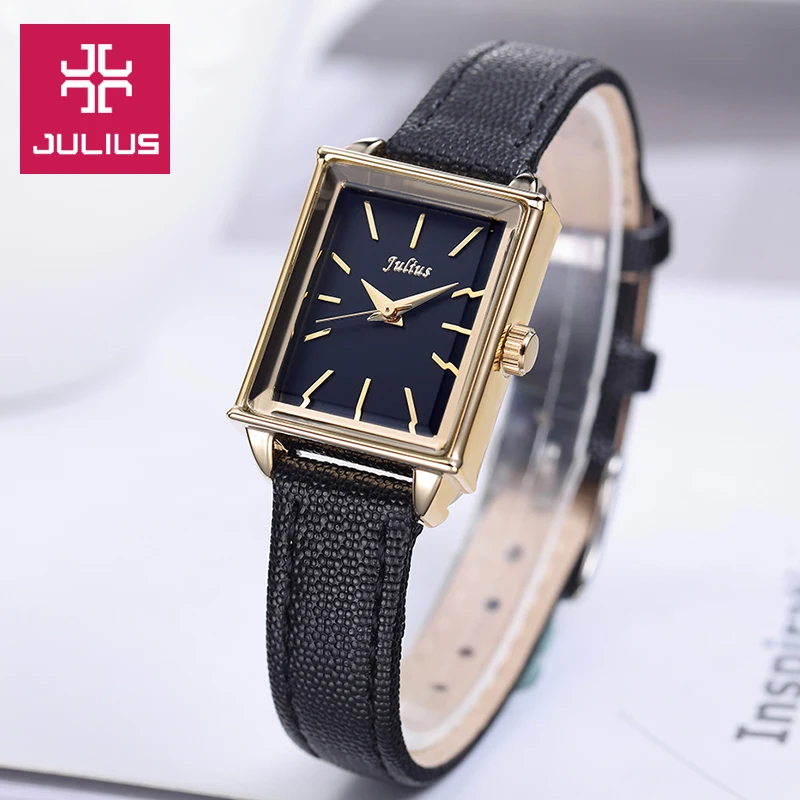 Top Julius – montre-Bracelet en cuir véritable pour femme, élégante, Simple, à la mode, boîte cadeau d\'anniversaire pour écolière