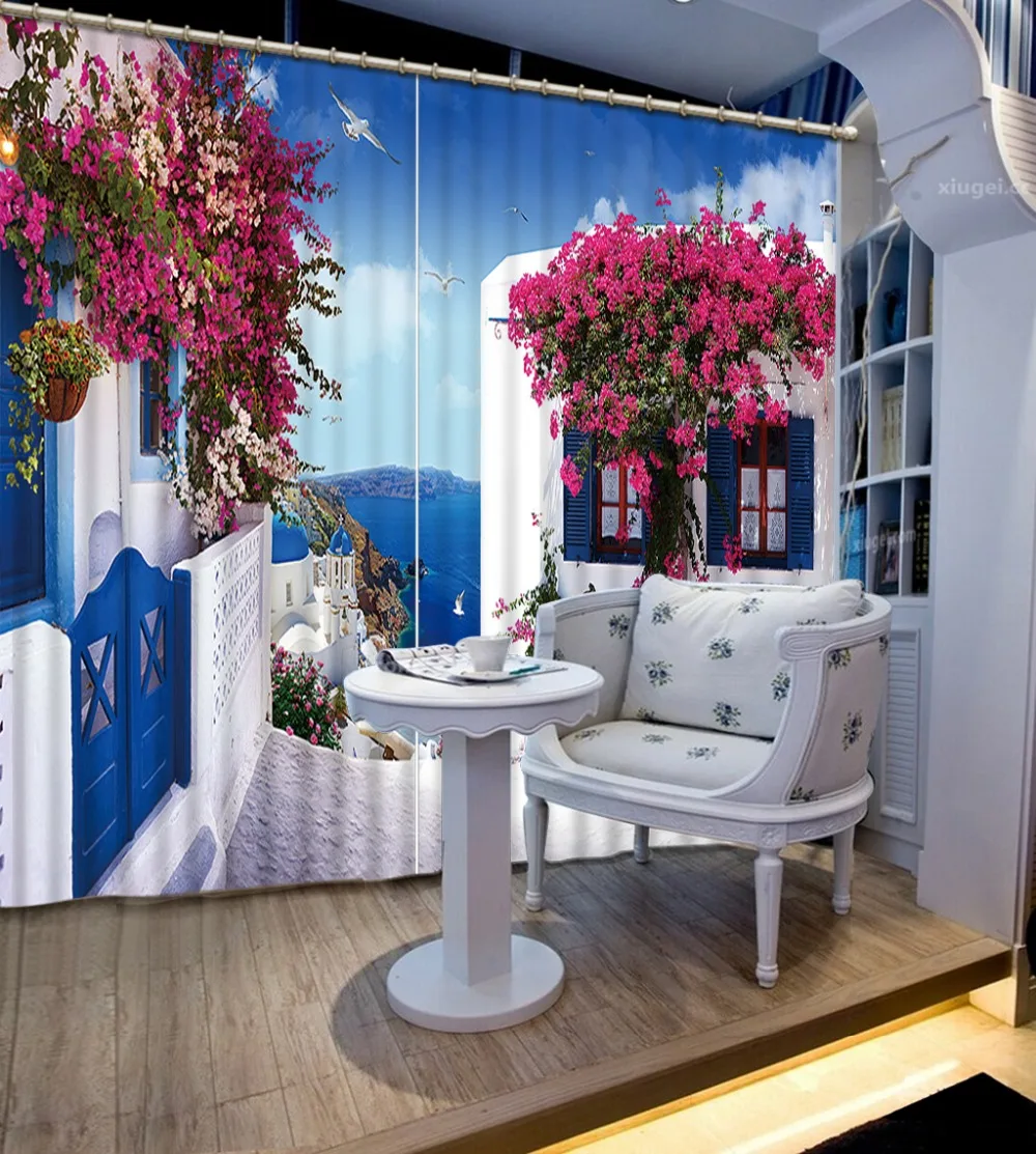 

customize 3d curtains Sea view window curtains for kids rooms living room bedroom modern blackout curtains