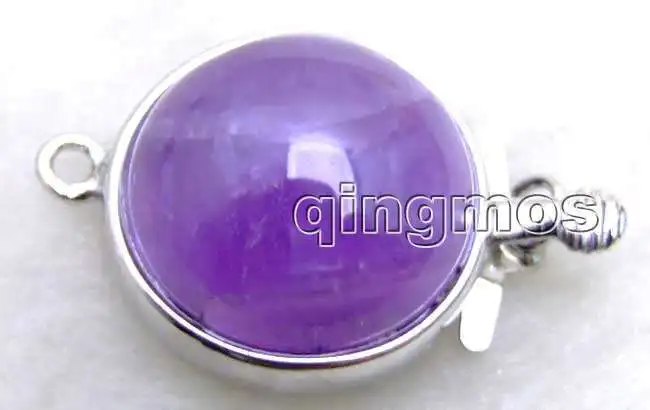 Qingmos 18mm Round Clasp Jewelry Making with Natural Purple Amethyst 1 strands Clasp Accessories for Jewelry-gp187