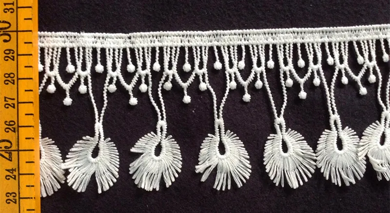 7cm fringe lace trim,milk fibre polyester yarn peacock feather motif embroidery tassel lace,XERY-JCHB0409E