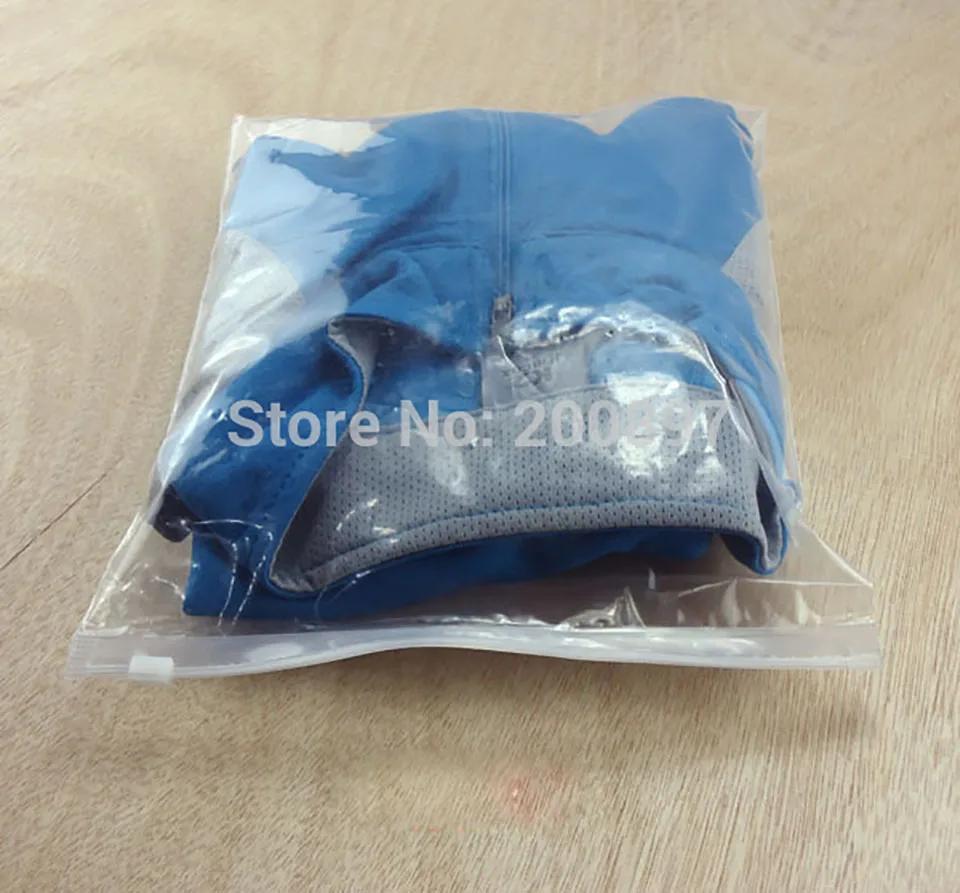 Slider closure PE bag double clear side for packing clothing 20*25cm 50pcs lot custom print available