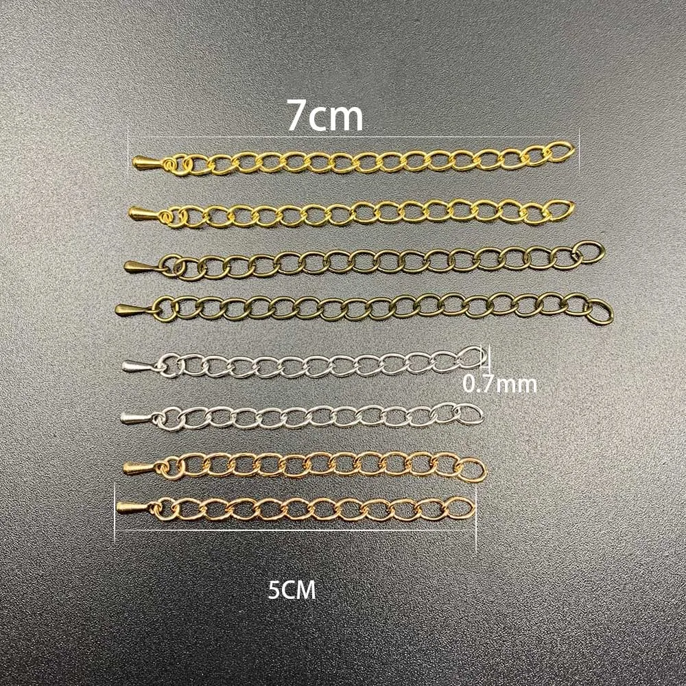 20pcs 50mm/70mm 5*4mm Tone Extended Extension Tail Chain Necklace Tail Chain Connector Finding For Bracelet Base Tray Accessorie