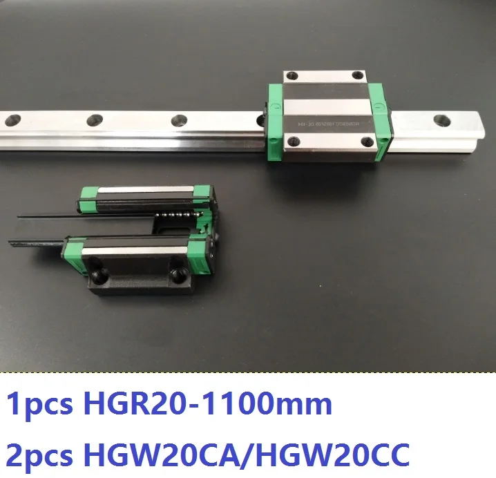 

1pcs linear guide rail HGR20 1100mm + 2pcs HGW20CA/HGW20CC linear carriage blocks for CNC router parts Made in China