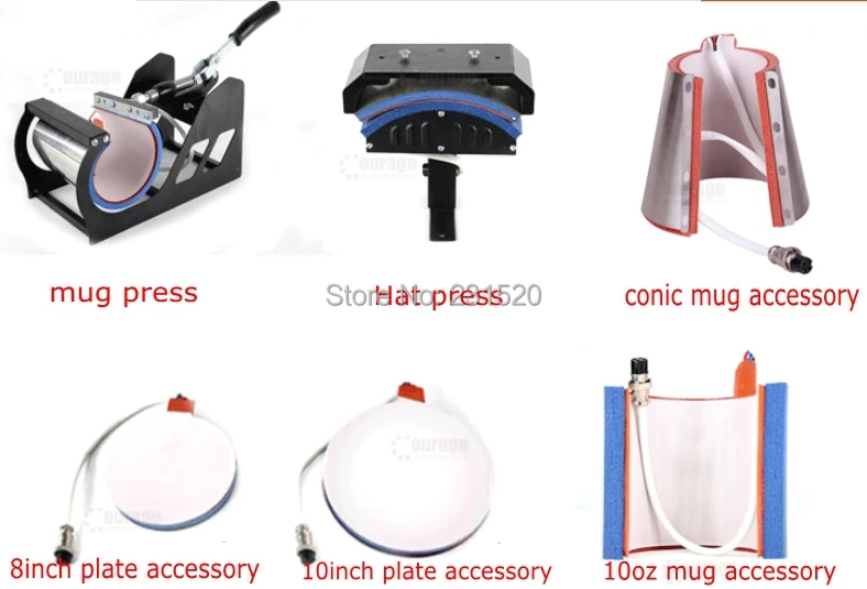 7 in 1 Digital Combo Heat Press Machine Sublimation Transfer For T-shirt Hat Plate  All In One