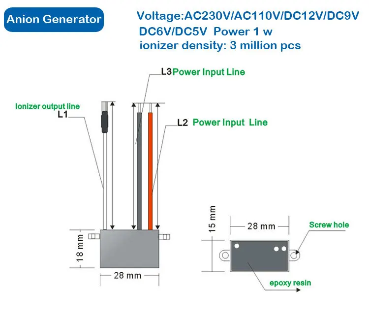DIY Home Air Purifier Part Negative Ion Generator 220V Ionizer Output 3 million pcs  1pcs/lot