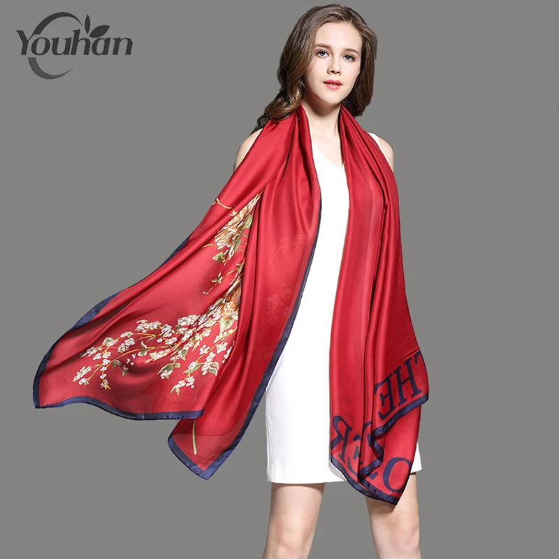 

New Fashion Women Flower Scarf Silk Spring Summer Female Scraf Shawl Ladies Scarves Travel Beach Pashmina Shawl Foulard