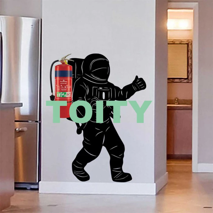 Fire Extinguisher Wall Decal Skuba Spaceman Astronaut Rocketeer Jetpack Vinyl Sticker Home Room Decor Mural