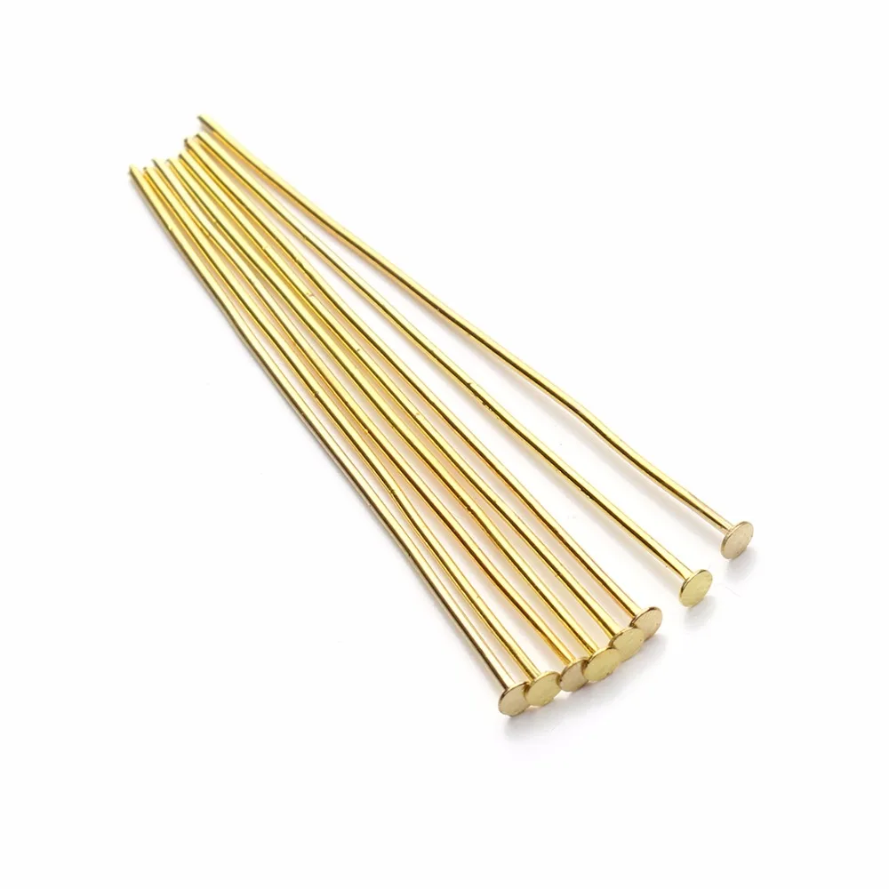 100pcs/bag 40 50mm Flat Head Pins 0.7mm Rhodium/Copper/Bronze/Silver Plated Head Pins For Diy Jewelry Making Accessories