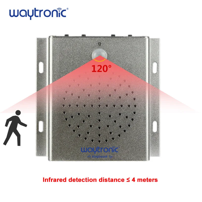 Sensor PIR infrarrojo reproductor de sonido altavoz alarma de bienvenida con archivos MP3 grabables de voz descarga gratuita a través de la unidad Flash USB